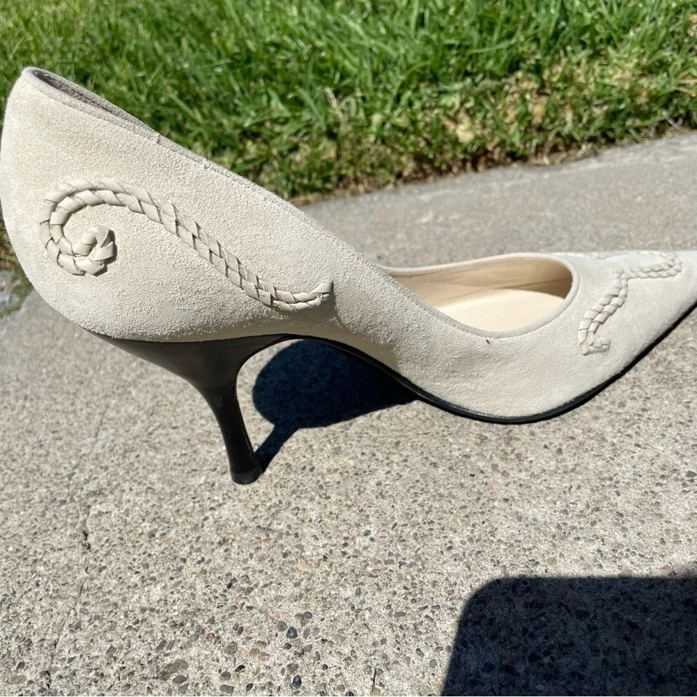 Rare⭐️ EUC Sergio Rossi Leather Suede Pointed Toe Pumps Size 10 - Picture 7 of 15
